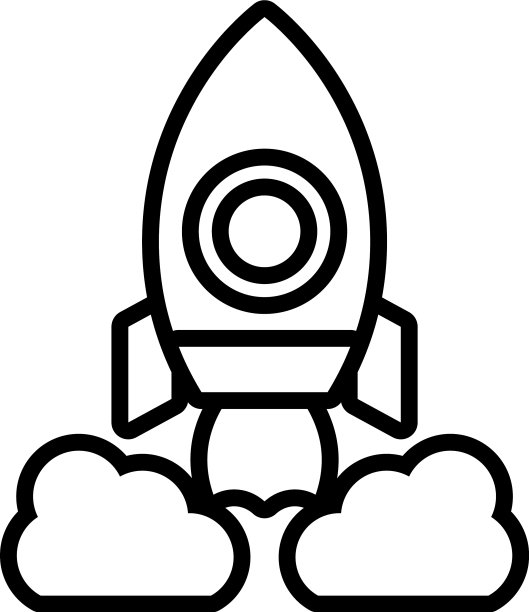 在白色背景中飞行的火箭图片下载