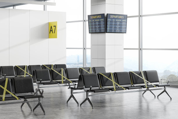 机场候机厅角落有胶带覆盖的座位图片下载