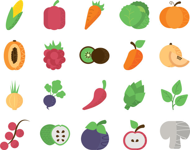 设置图标新鲜水果和蔬菜图片下载