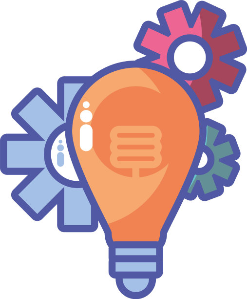 白色背景下有齿轮的灯泡图片下载