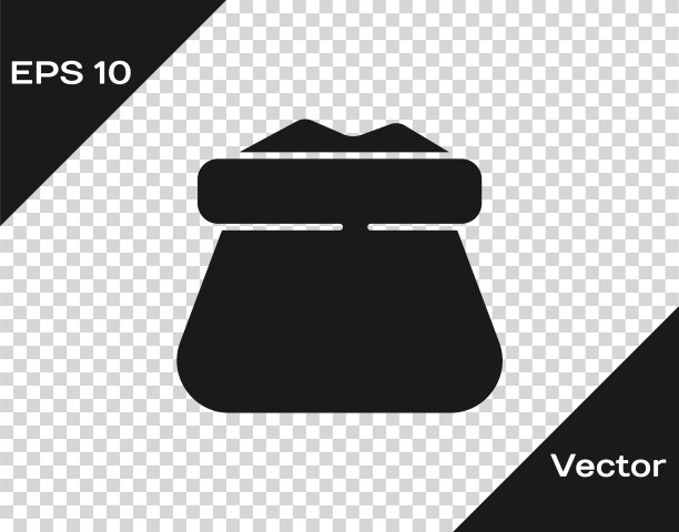 黑色满袋图标孤立在透明的背景。向量图片下载