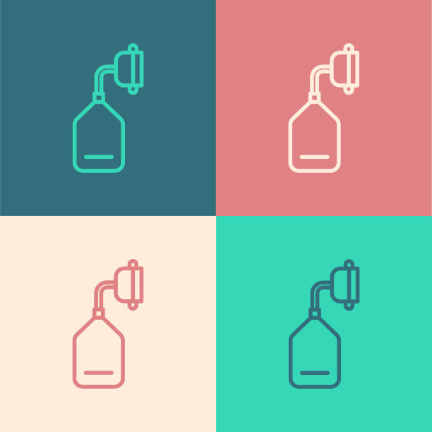 波普艺术线医用氧气面罩图标隔离在彩色背景上。矢量图图片下载