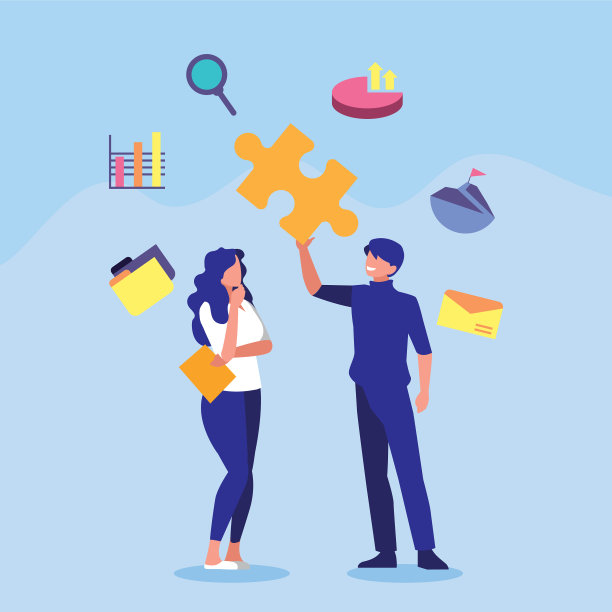 人们的业务与拼图合作图片下载