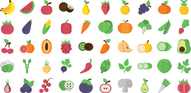 设置图标新鲜水果和蔬菜图片下载