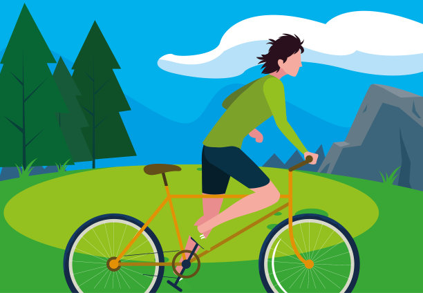 有自行车的男人有健康的生活方式图片下载