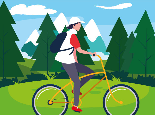 有自行车的男人有健康的生活方式图片下载
