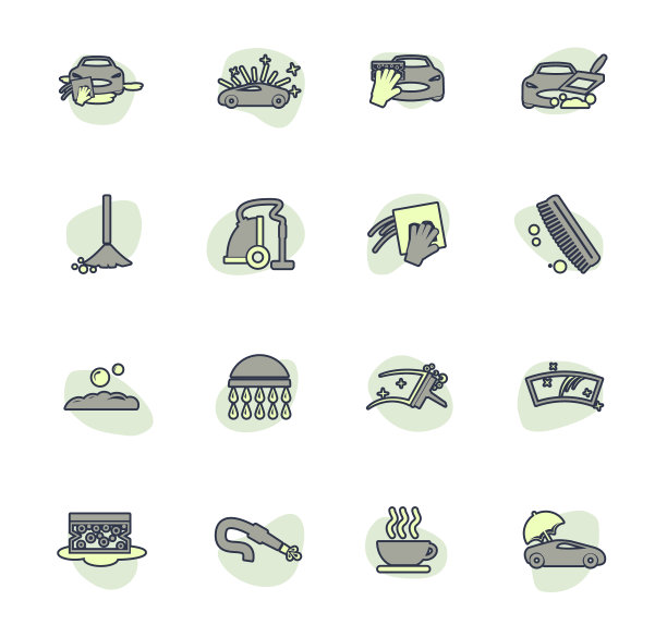 洗车淋浴服务图标设置图片下载