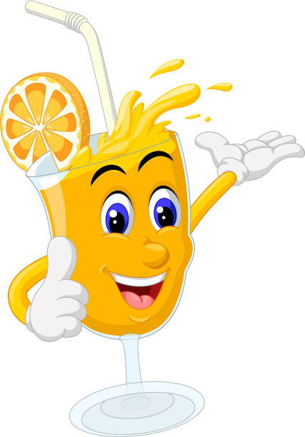 有趣的橙汁在喝杯子卡通图片下载