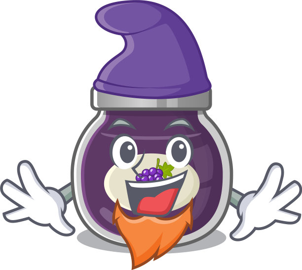 滑稽的葡萄果酱卡通吉祥物表演的小精灵图片下载