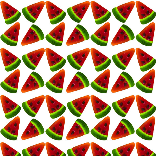 西瓜片在白色背景上的无缝图案。打印织物。图片下载