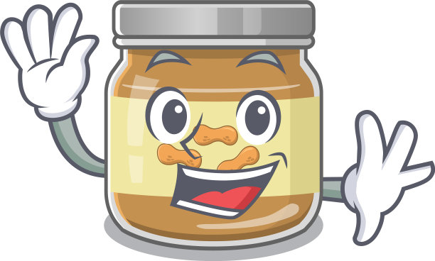 挥动着友好的花生酱卡通人物图片下载