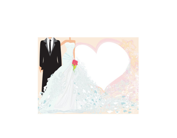 色彩柔和的时尚婚礼请帖图片下载