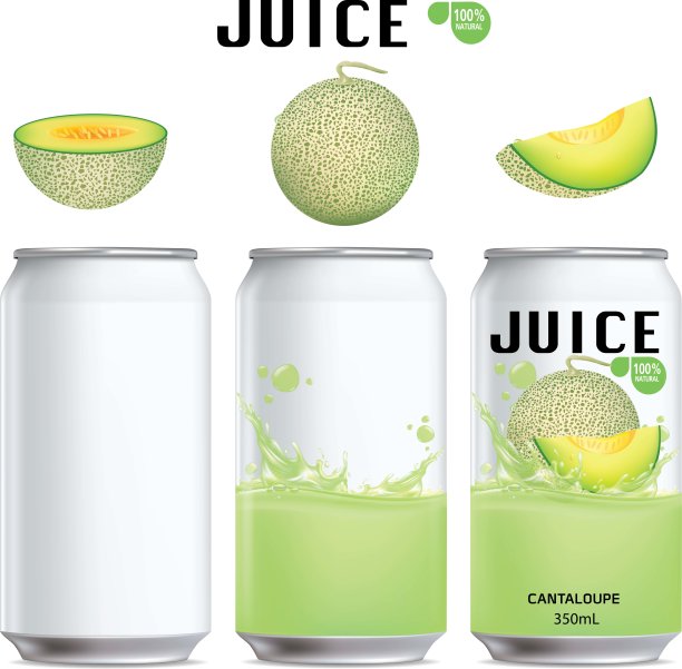 哈密瓜及哈密瓜包装及果汁的设计图片下载