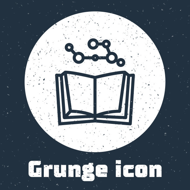 Grunge线打开书图标孤立在灰色图片下载