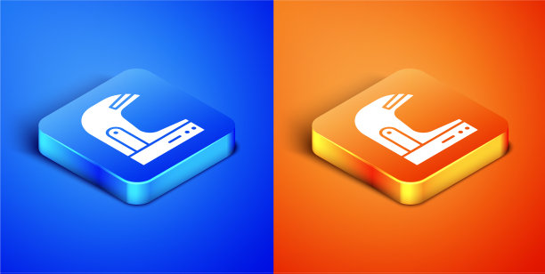 等距宇航员头盔图标孤立在蓝色图片下载