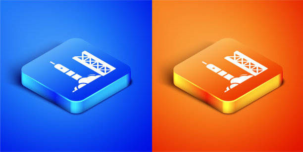 从太空港发射等距火箭图标图片下载