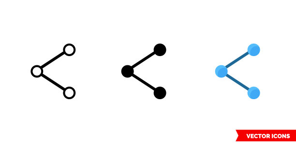 3种类型的社交图标。隔离矢量符号图片下载