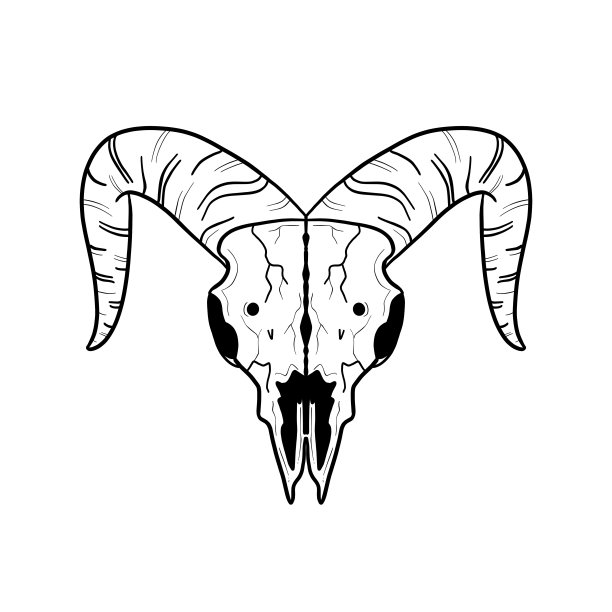 卡通插图标志的动物头骨像一只公羊或鹿图片下载
