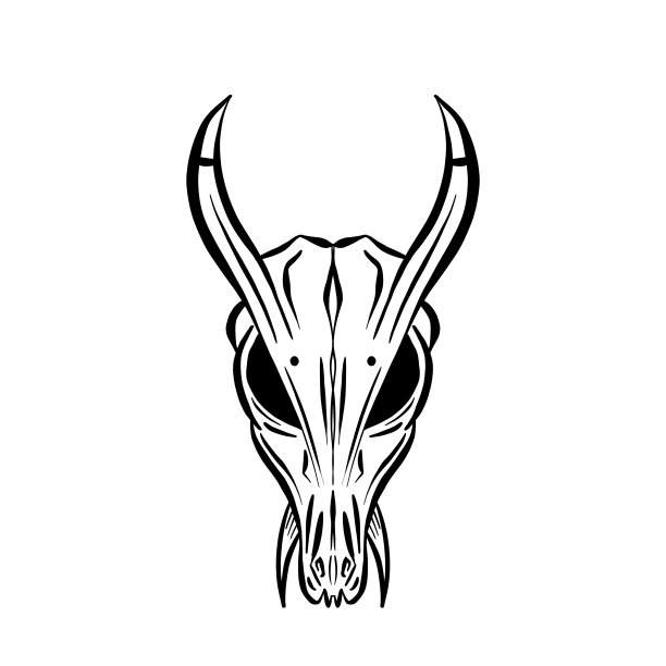 卡通插图标志的动物头骨像一只公羊或鹿图片下载