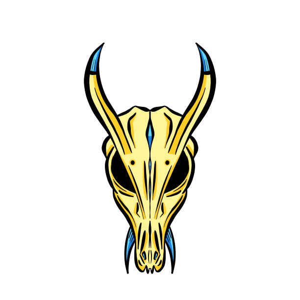 卡通插图标志的动物头骨像一只公羊或鹿图片下载