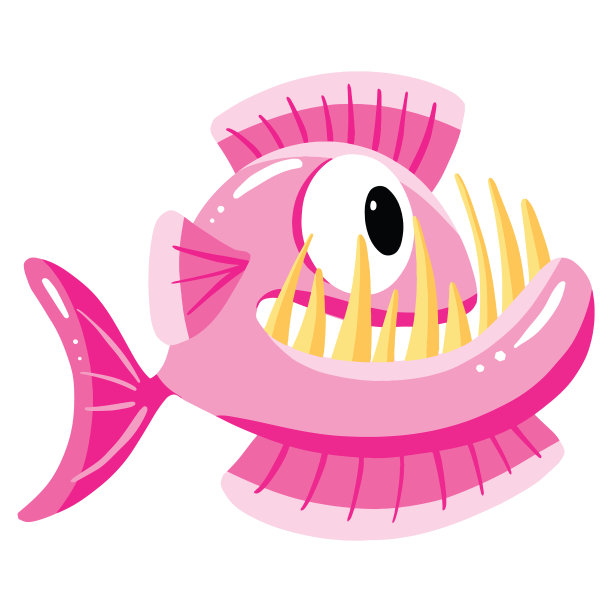 卡通鱼或鲨鱼或鲸鱼插图在白色的背景图片下载