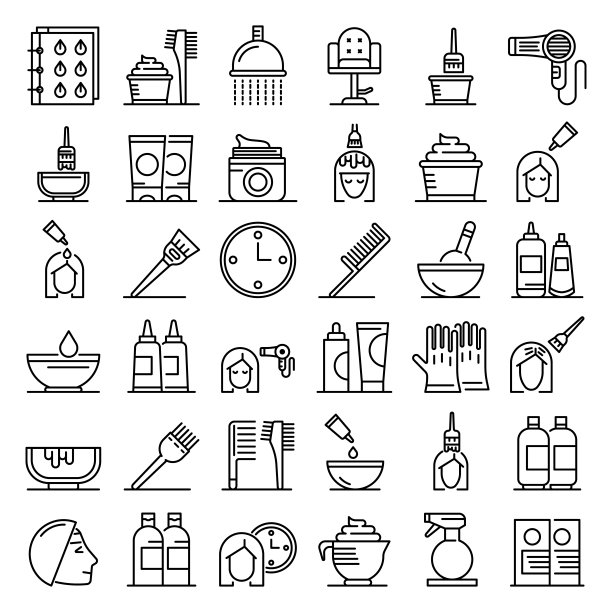 染发剂图标集，轮廓风格图片下载