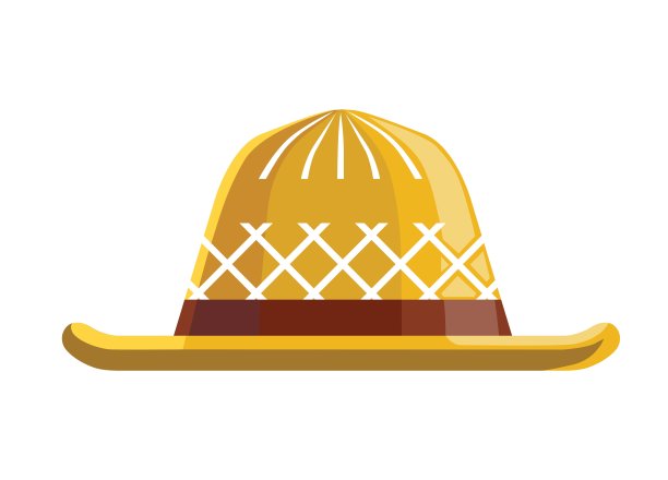 草帽平面插图。一个编织头饰图片下载