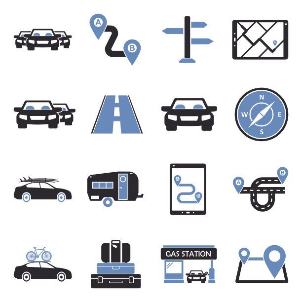 公路旅行图标。双色调平面设计。矢量插图。图片下载