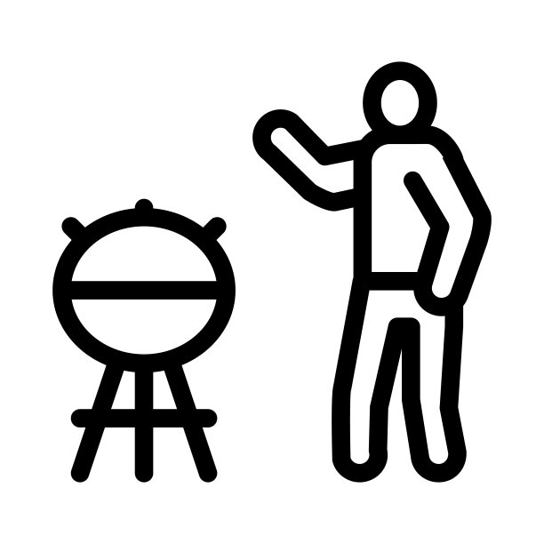 人类烹饪烧烤图标矢量大纲插图图片下载