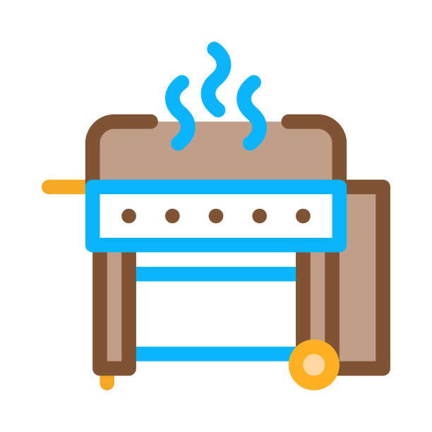 烧烤专业设备图标矢量大纲插图图片下载