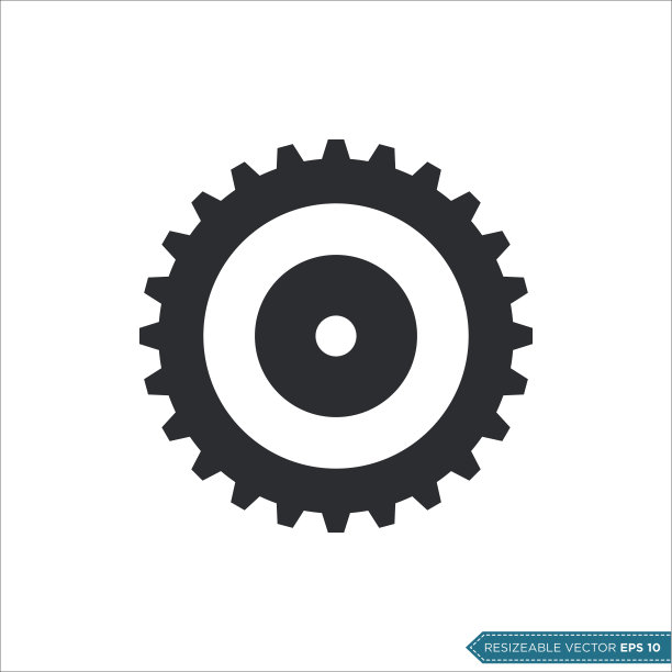 齿轮图标矢量模板，平面设计工程齿轮插图设计图片下载