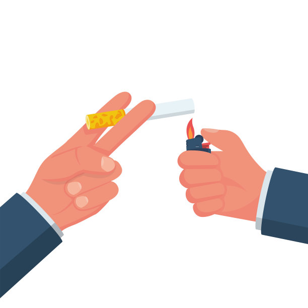 手里拿着香烟和打火机，男人矢量图片下载