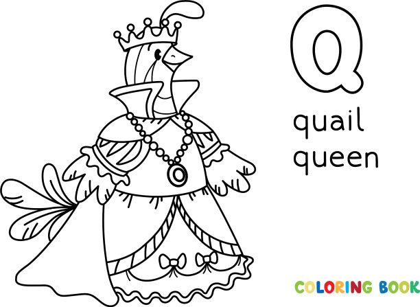 鹌鹑女王ABC着色书字母表q图片下载