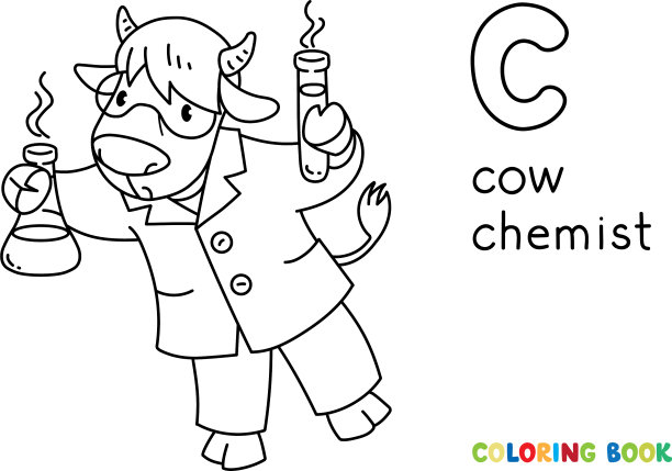 牛化学家ABC着色书字母表c图片下载