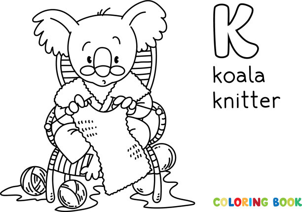 考拉熊编织者ABC着色书字母表k图片下载