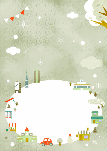 可爱的城市框架，背景，水彩纹理图片下载