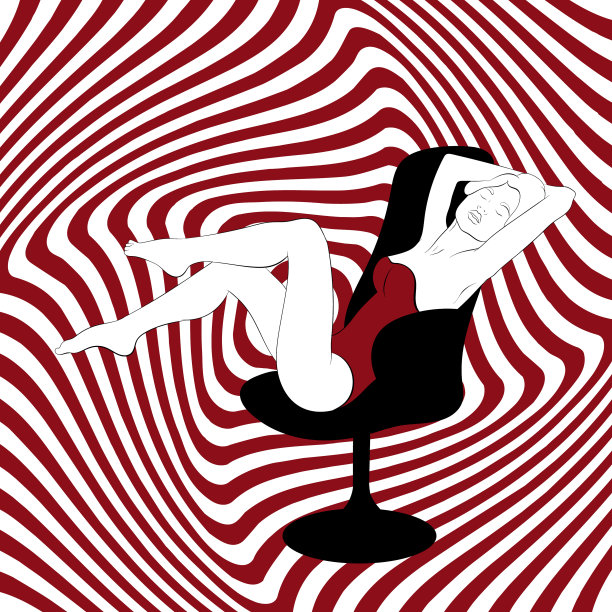 扶手椅上的手绘女孩图片下载