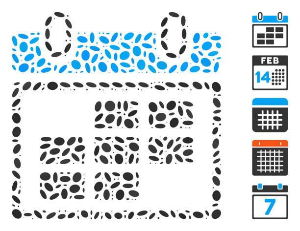 椭圆形马赛克月历图片下载