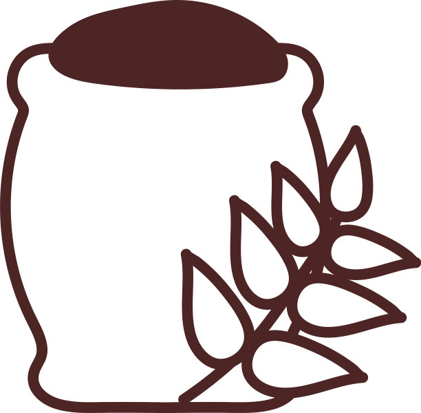 面粉袋用小麦叶线条造型图标图片下载