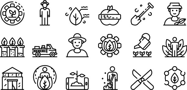 农学家图标设置轮廓风格图片下载