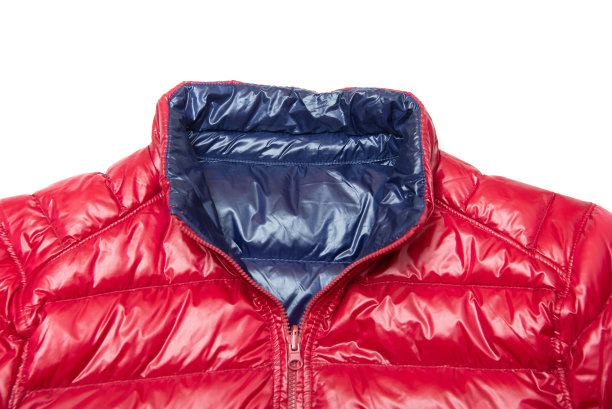 蓝色和红色拉链风衣夹克，图片下载