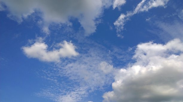 蓝天上飘着模糊的白云。不同深浅的颜色。温柔，梦想和灵感。副本的空间。美丽的抽象背景。新鲜空气的概念。环境。天气预报图片下载