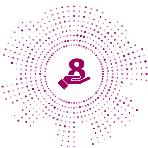 紫色8三月手图标孤立在白色图片下载