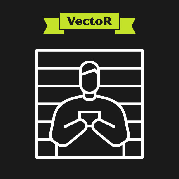 白线嫌疑人犯罪图标孤立在黑线上图片下载