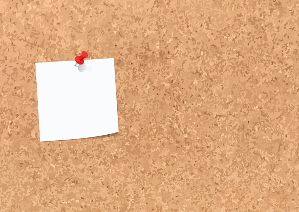 贴在软木板上的便签和图钉图片下载