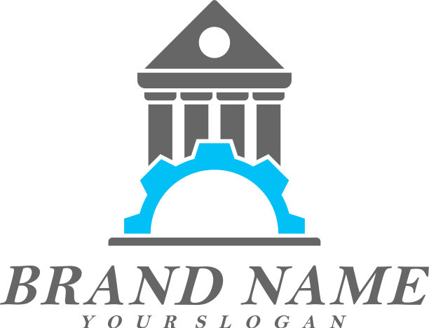 创意政府大楼与齿轮标志图片下载