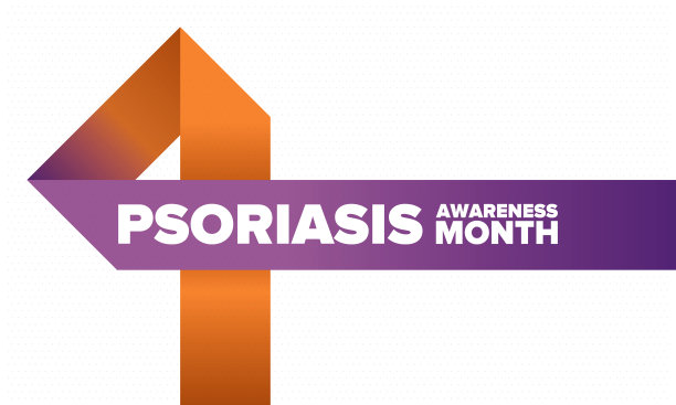 8月牛皮癣宣传月。教育，告知，预防在美国。皮肤病学，皮肤身体问题。卫生保健。兰花和橙色丝带。海报、卡片、横幅和背景。向量图片下载