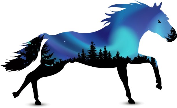 奔马剪影图片下载