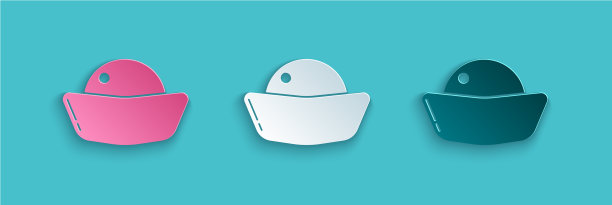 剪纸寿司图标孤立在蓝色背景图片下载