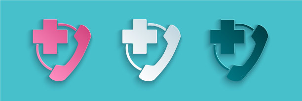 剪纸紧急呼叫医院图标图片下载